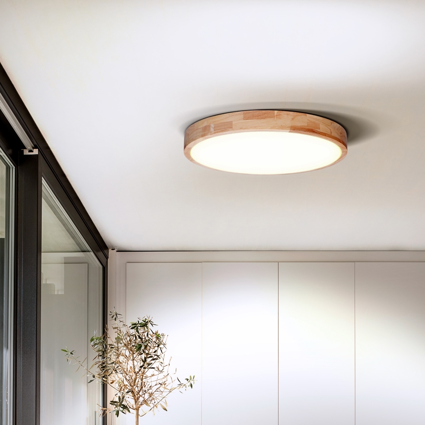 Plafonnier à intensité variable SOLID OAK LED/48W/230V 3000-6500K chêne d. 39 cm + télécommande