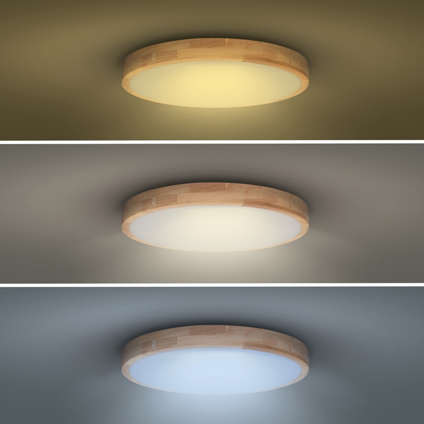 Plafonnier à intensité variable SOLID OAK LED/48W/230V 3000-6500K chêne d. 39 cm + télécommande