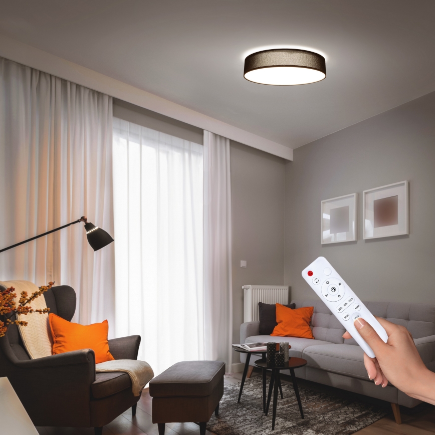 Plafonnier à intensité variable PENLEY LED/48W/230V 3000-6500K d. 40 cm noir + télécommande