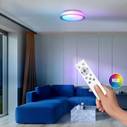 Plafonnier à intensité variable RGB FLOCO LED/30W/230V 3000-6500K + RGB/6W d. 40cm + Télécommande