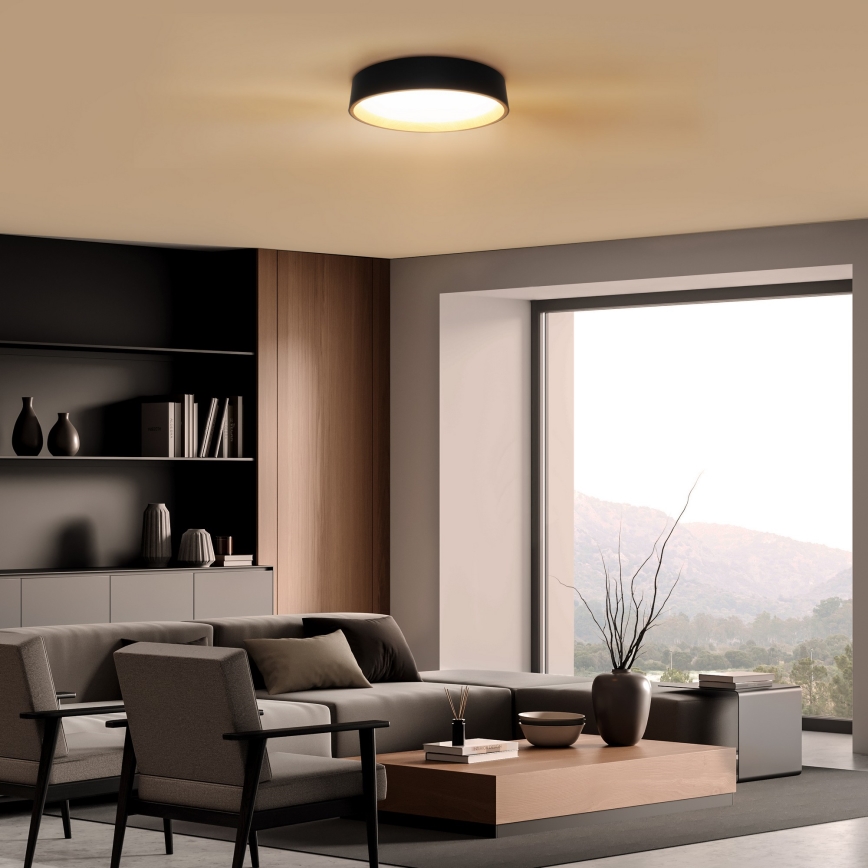 Dimbare LED plafondlamp LARIOS LED/48W/230V 3000-6500K diameter 39 cm zwart + afstandsbediening
