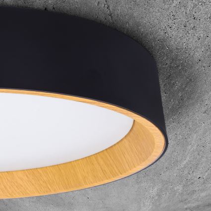 Dimbare LED plafondlamp LARIOS LED/48W/230V 3000-6500K diameter 39 cm zwart + afstandsbediening