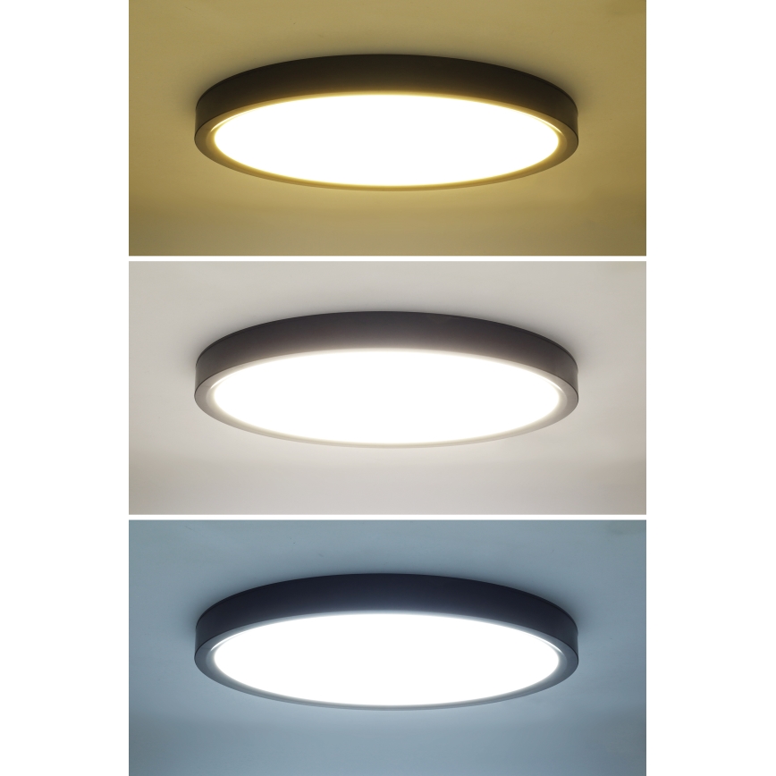 Dimbare LED plafondlamp ESTELA LED/36W/230V diameter 30 cm zwart + afstandsbediening