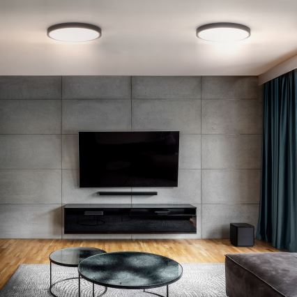 Dimbare LED plafondlamp ESTELA LED/36W/230V diameter 30 cm zwart + afstandsbediening