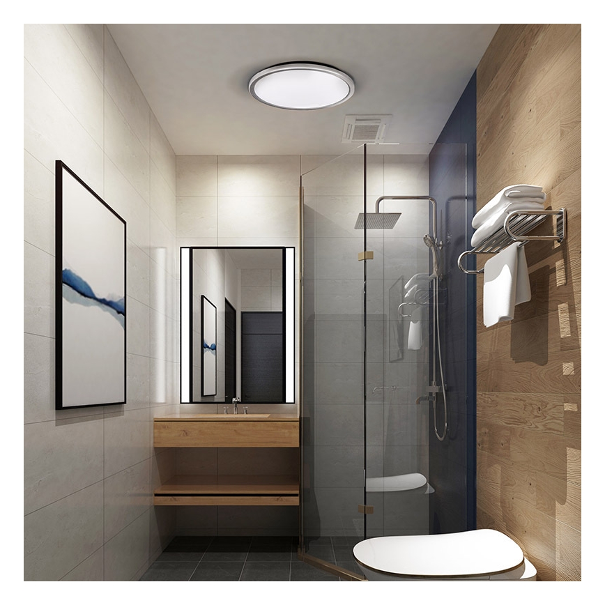 Plafonnier LED ACATE pour salle de bains, 24 W, 230 V, 3000/4000/6000 K, Ø 29,3 cm, IP54