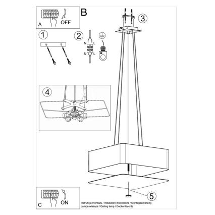 Hanglamp aan een koord LOKKO 5x E27 / 60W / 230V 45 cm zwart