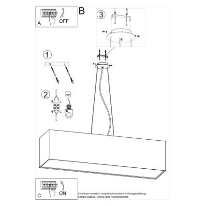 Hanglamp aan een koord SANTA 5x E27 / 60W / 230V 120 cm wit