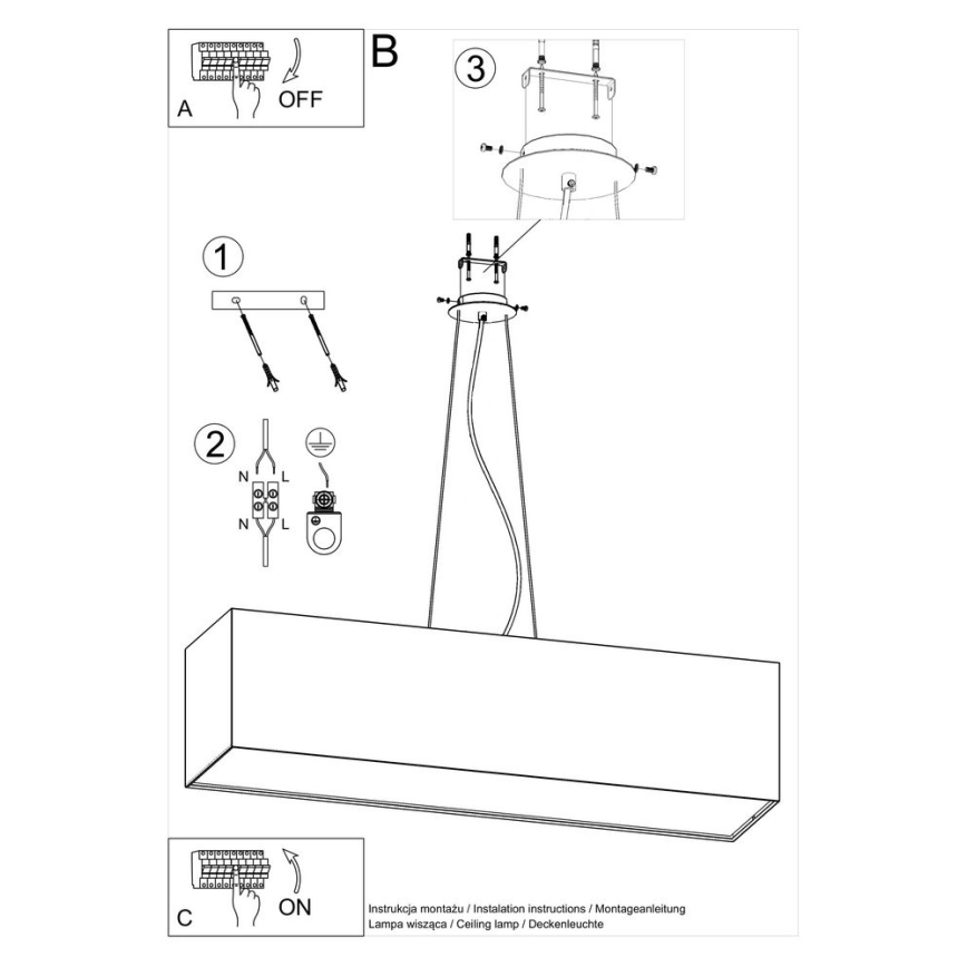 Hanglamp aan een koord SANTA 5x E27 / 60W / 230V 120 cm wit