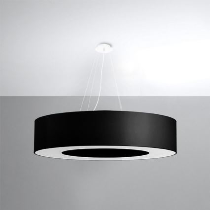 Hanglamp aan een koord SATURNO 8x E27 / 60W / 230V d. 90 cm zwart