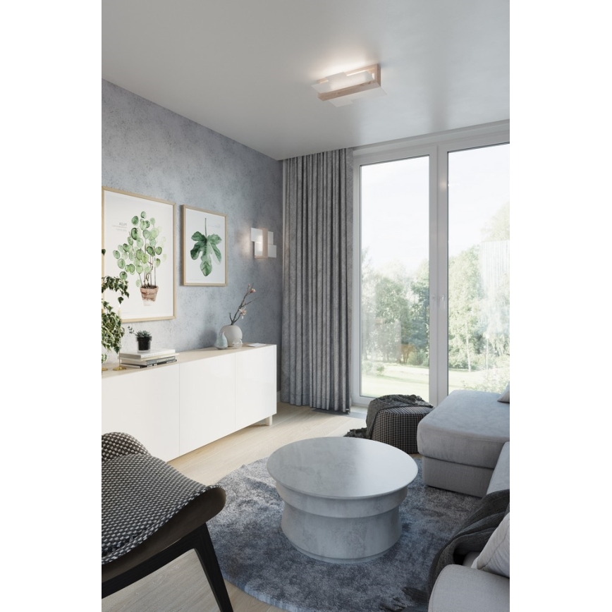 Plafondlamp FENIKS 2 2xE27/60W/230V Berk/beuken