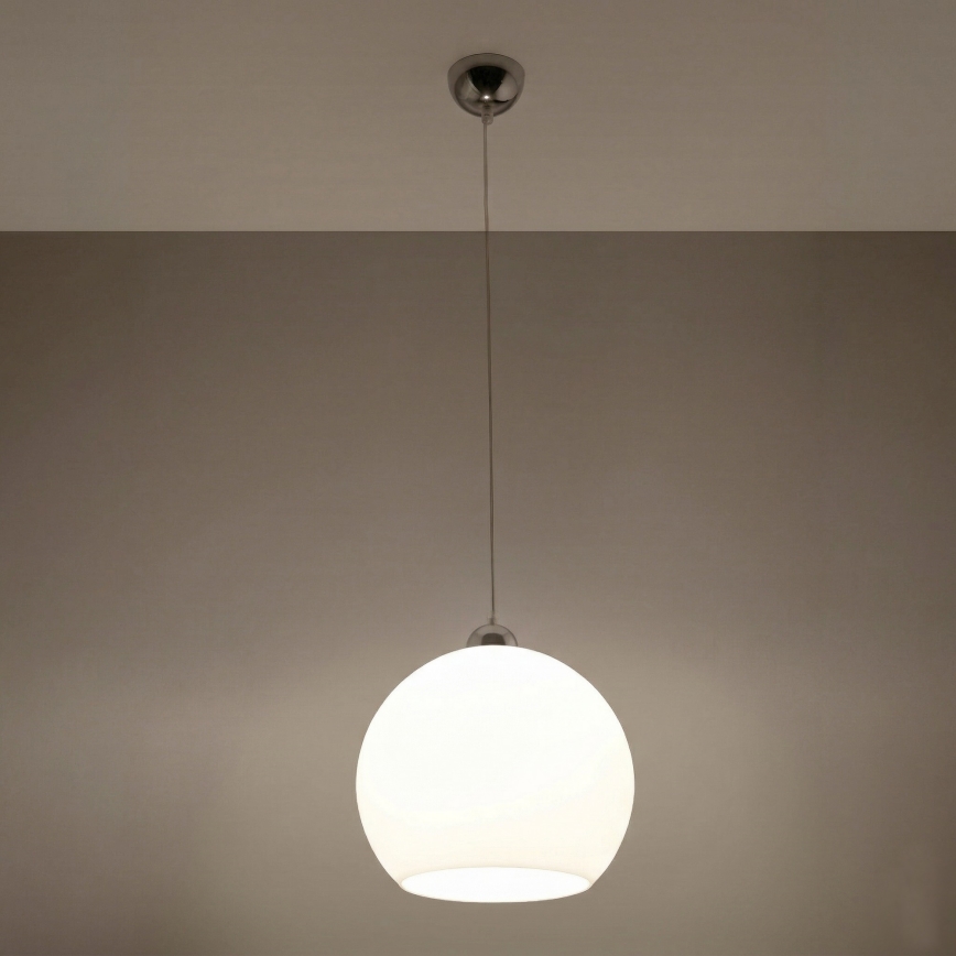 Suspension sur câble BALL 1xE27/15W/230V Ø 30 cm blanc/chrome brillant