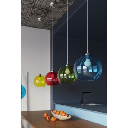 Suspension sur câble BALL 1xE27/15W/230V Ø 30 cm blanc/chrome brillant