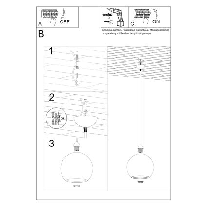 Suspension sur câble BALL 1xE27/15W/230V Ø 30 cm blanc/chrome brillant
