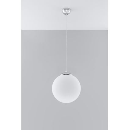 Hanglamp met kabel UGO 1x E27/15W/230V Ø 30 cm wit/hoogglans chroom