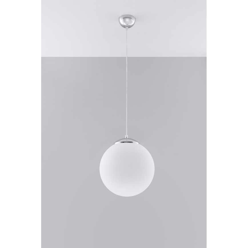 Hanglamp met kabel UGO 1x E27/15W/230V Ø 30 cm wit/hoogglans chroom