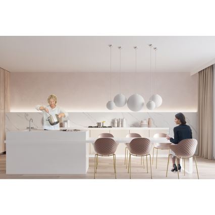Suspension à câble UGO 1xE27/15W/230V Ø 30 cm blanc/chrome brillant