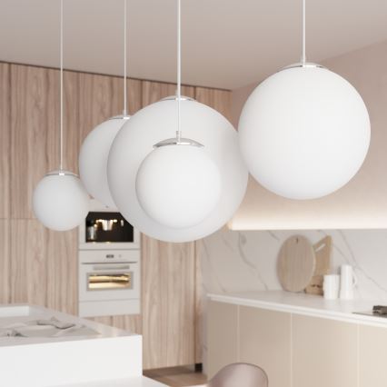 Suspension à câble UGO 1xE27/15W/230V Ø 30 cm blanc/chrome brillant