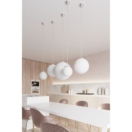 Hanglamp aan kabel UGO 1xE27/15W/230V Ø 40 cm wit/glanzend chroom