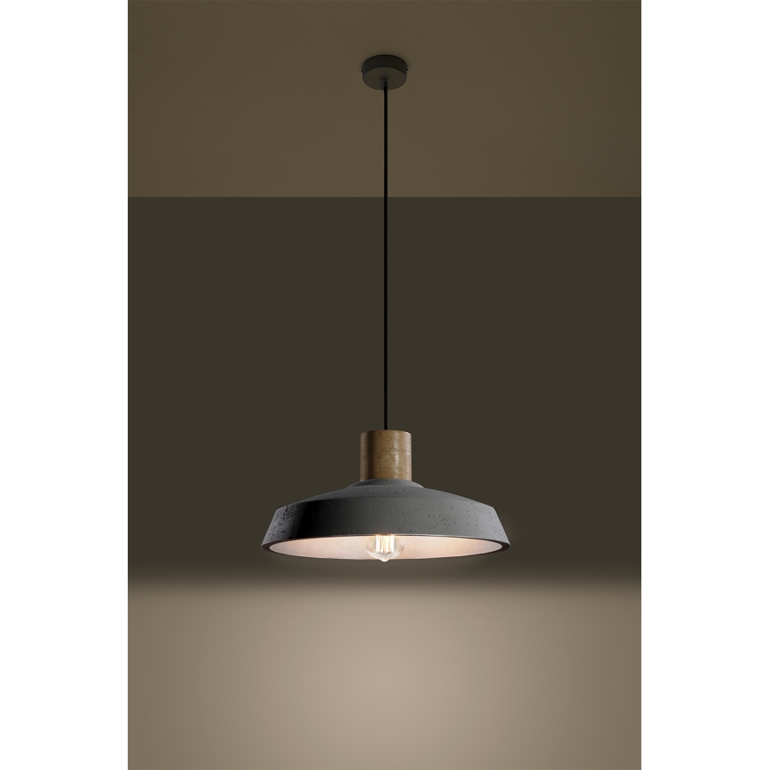 Hanglamp aan een koord AFRA 1xE27/60W/230V grijs/beuken