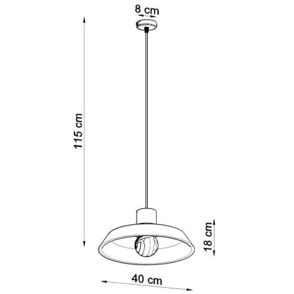 Hanglamp aan een koord AFRA 1xE27/60W/230V grijs/beuken