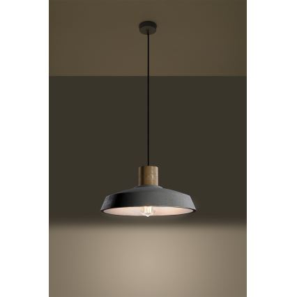 Suspension filaire AFRA 1xE27/60W/230V gris/hêtre