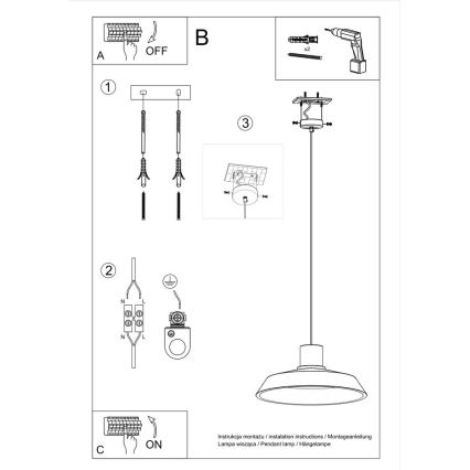 Suspension filaire AFRA 1xE27/60W/230V gris/hêtre