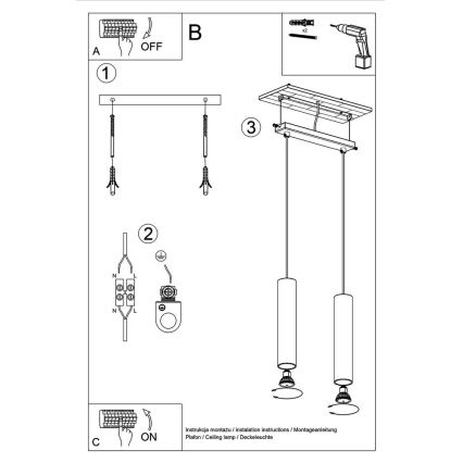 Hanglamp aan een koord LAGOS 2 2xGU10/10W/230V wit