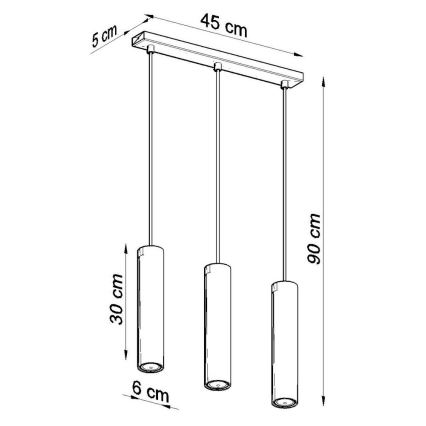 Hanglamp aan een koord LAGOS 3 3xGU10/10W/230V wit