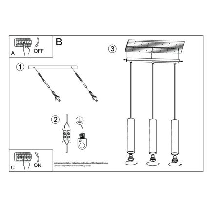 Hanglamp aan een koord LAGOS 3 3xGU10/10W/230V wit