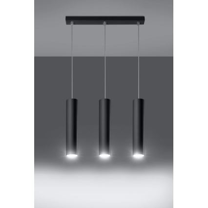 Hanglamp aan een koord LAGOS 3 3xGU10/10W/230V zwart