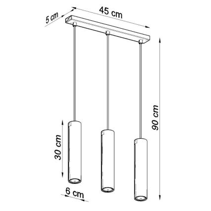 Hanglamp aan een koord LAGOS 3 3xGU10/10W/230V zwart