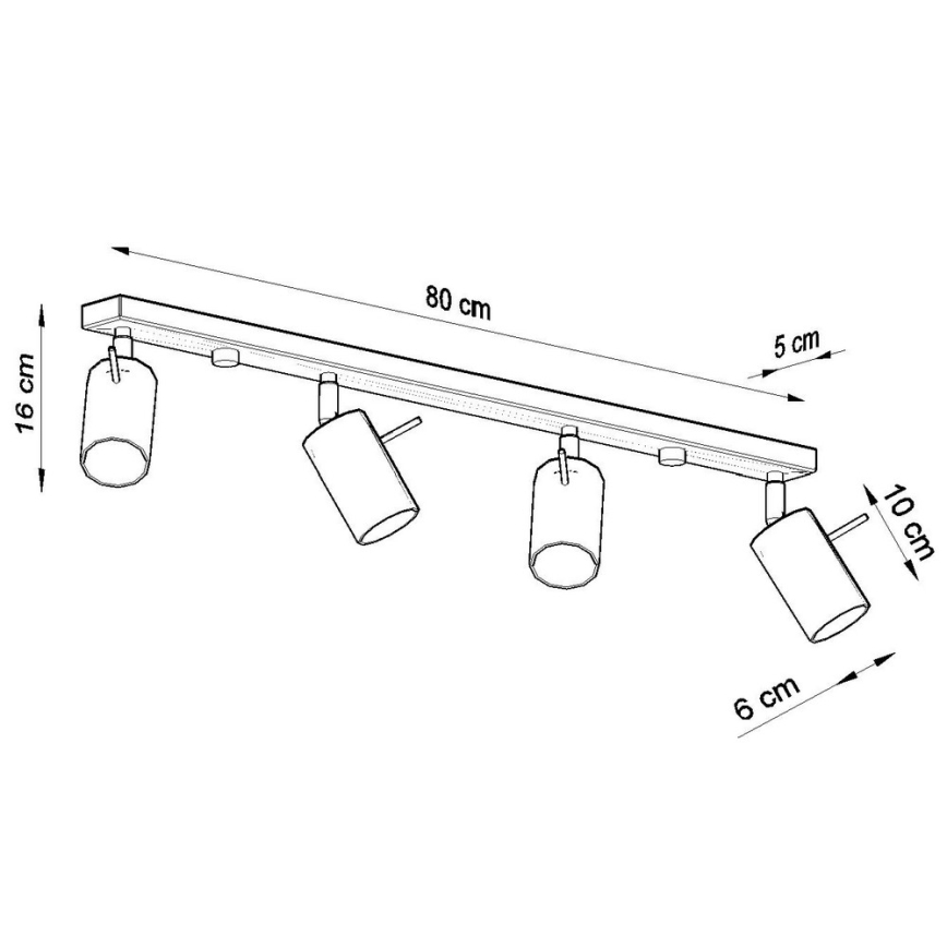 Spot RING 4L 4xGU10/10W/230V zwart