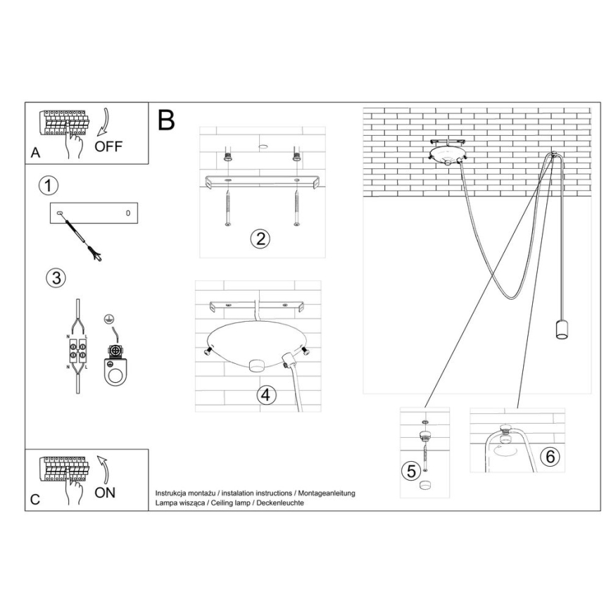 Hanglamp aan een koord EDISON 1 1xE27/60W/230V spin zwart