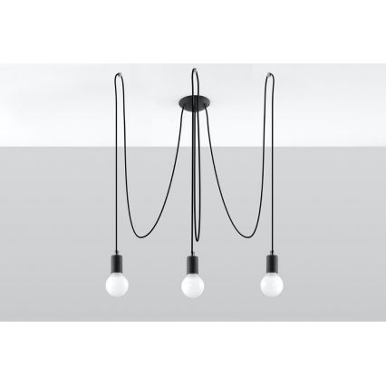 Hanglamp aan een koord EDISON 3 3xE27/60W/230V spin zwart