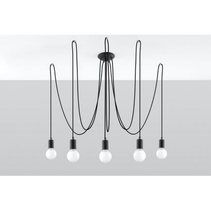 Suspension filaire EDISON 5 5xE27/60W/230V araignée noir
