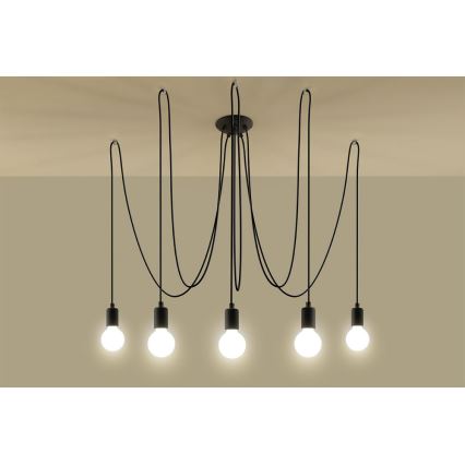 Suspension filaire EDISON 5 5xE27/60W/230V araignée noir