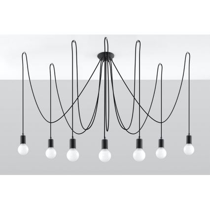 Hanglamp aan een koord EDISON 7 7xE27/60W/230V spin zwart