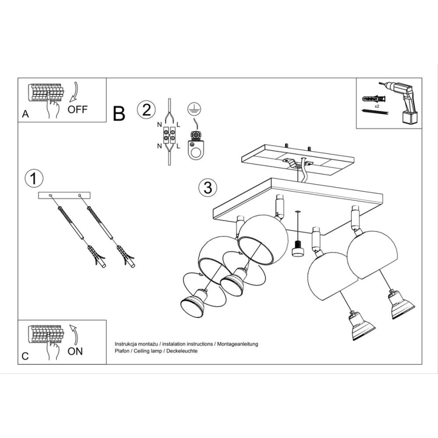 Spot de plafond OCULARE 4xGU10/10W/230V