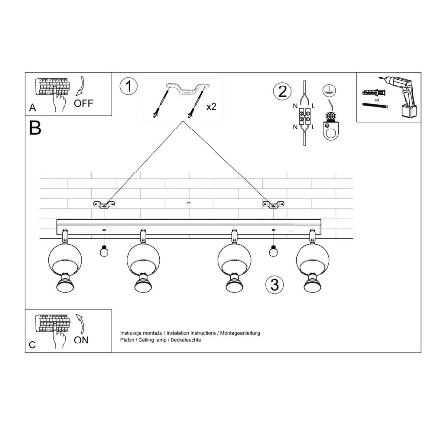 Spot de plafond OCULARE 4xGU10/10W/230V
