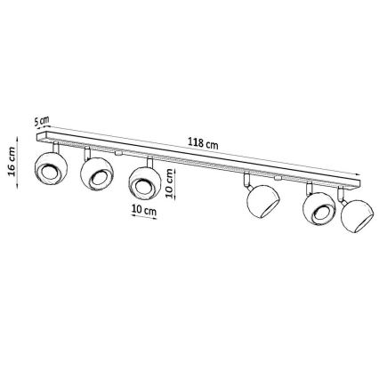 Spot de plafond OCULARE 6xGU10/10W/230V