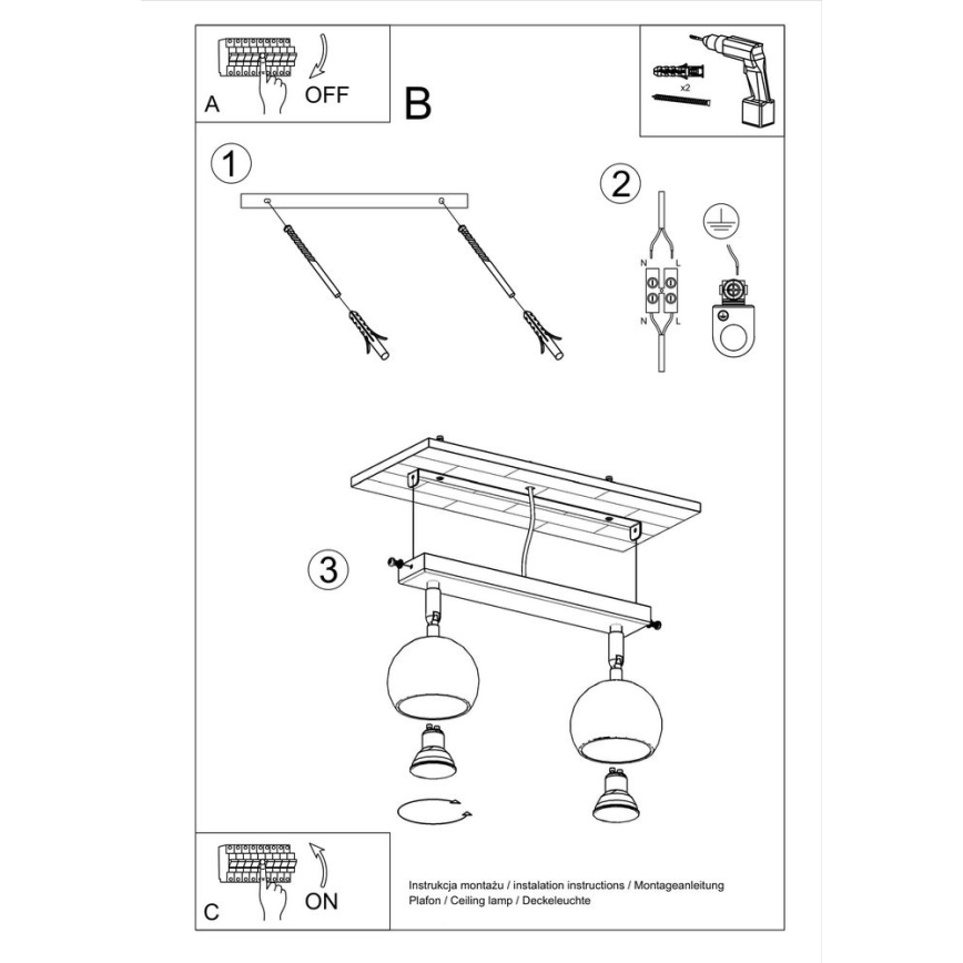 Spot de plafond OCULARE 2xGU10/10W/230V