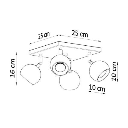 Spot de plafond OCULARE 4xGU10/10W/230V
