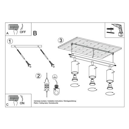 Spot de plafond RING 3xGU10/10W/230V