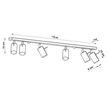 Spot de plafond RING 6xGU10/10W/230V