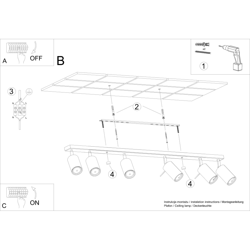 Spot de plafond RING 6xGU10/10W/230V