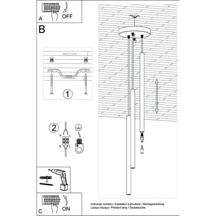 Hanglamp aan een koord PASTELO 3xG9/8W/230V wit