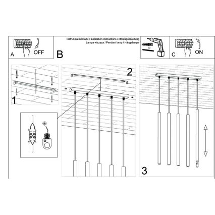 Hanglamp aan een koord PASTELO 5xG9/8W/230V wit