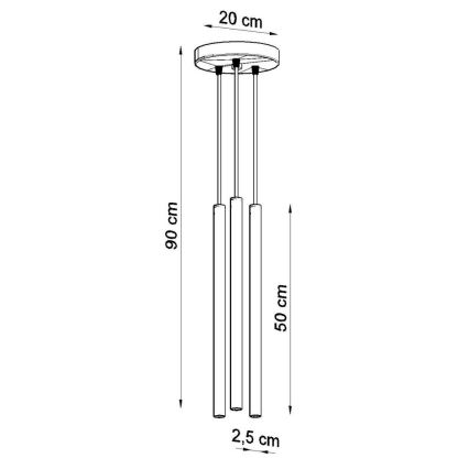 Lustre avec fil PASTELO 3P 3xG9/12W/230V noir