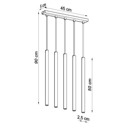 Hanglamp aan een koord PASTELO 5xG9/8W/230V zwart