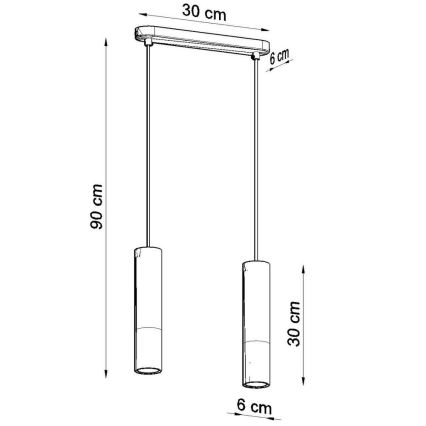 Hanglamp aan een koord PABLO 2xGU10/40W/230V wit/beuken